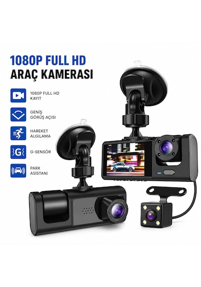 Full Hd 1080p Sensör - Park Asistan - Hareket Algılama Oto Araç İçi Kamera Hs-362 50001