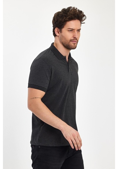 Nemonti Premium Penye Polo Yaka T-shırt Antrasit