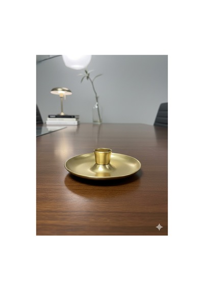 Mat Pirinç Gold Modern Şamdan - Dekoratif Lüks Mumluk
