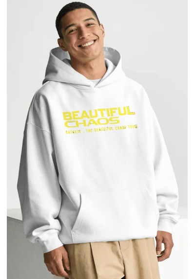 Sevbano Beautiful Chaos Katseye Kpop Müzik Grubu Sırt Baskılı Unisex Over beyaz