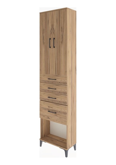 Arges Dolap 3 Raflı 4 Çekmeceli 2 Kapaklı 60x30x243 Çam-çam Atlas Çam