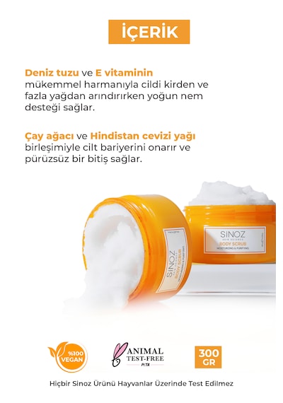 Sinoz Body Scrub Besleyici Nemlendirici Vücut Peelingi 2 x 300 G