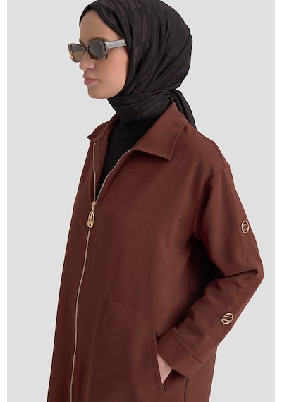 Armine Trend Kolları Şerit Detaylı Boydan Fermuarlı Allerli Giy Çık Taba 26yt516 Taba