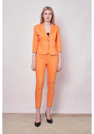 JUMENT Yüksek Bel Kalın Kemerli Cepli Dar Paça Bilek Boy Pamuklu Likralı Kumaş Pantolon -mango