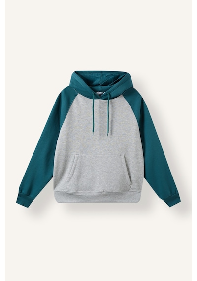 Defacto Oversize Kapüşonlu Reglan Kollu Kanguru Cepli Kalın Basic Sweatshirt I3832ax26wngn756 Yeşil-gn756