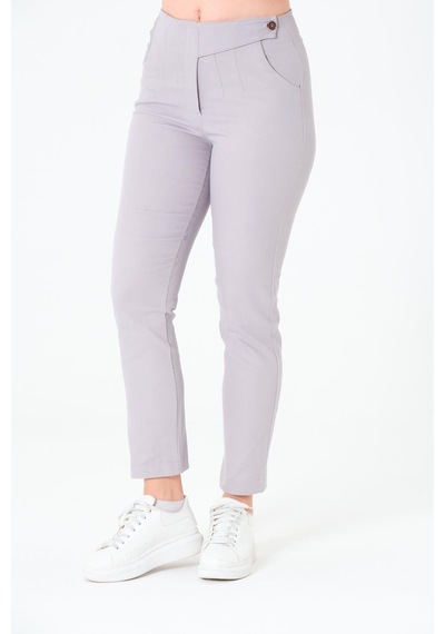 Sortie Collection Tek Düğmeli Gabardin Pantalon Gri