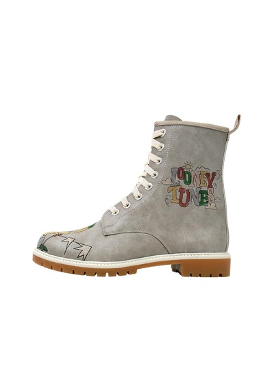 Kadın Vegan Deri Gri Uzun Bot - Warner Bros Tweety Looney Tunes Ski Club Tasarım Multicolor