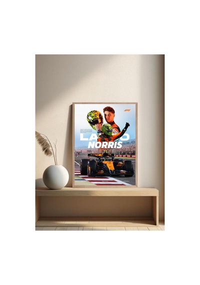F1 Lando Norris Ahşap Çerçeveli Tek Parça Genç Odası Tablo Çok Renkli - 817659592 Çok Renkli