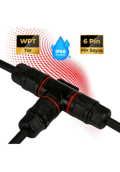 Su Geçirmez Saha Montaj Konnektör Ip68, Su Geçirmez Kablo T 6 Pin