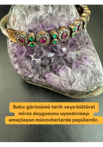 Otantik Yakut Zümrüt Ve Zirkon Taşlı 925 Ayar Gümüş Bileklik