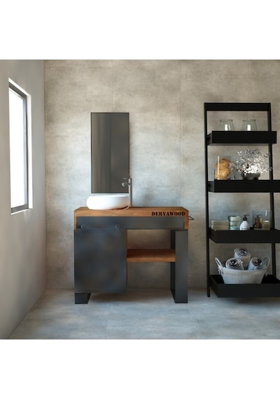 Deryawood  Ordo Ray Kapak Banyo Dolabı 40*80*76 Açık Ceviz Çok Renkli
