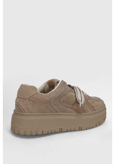 Lufian 122230039 Kay Deri Kadın Sneaker Ayakkabı Bej