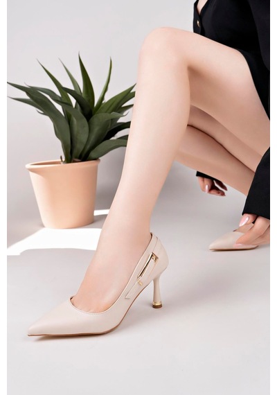 Ay Mood Ten Cilt Yandan Gold Tokalı Günlük Şık Stiletto A Ten Cilt