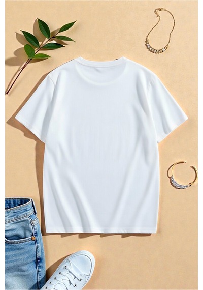 Uyguntarz Unisex Sevimli Marshmallows Baskılı Tasarım Tshirt Beyaz