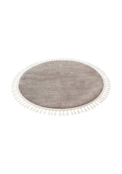 Vl Oval Comfort Ponpon Saçaklı Peluş Post Yolluk Kahverengi Kahverengi Ponpon Saçaklı Daire