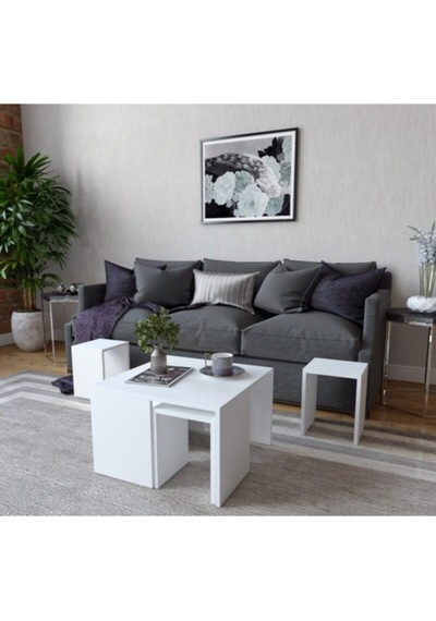 Decormet Ortanca Sehpa Beyaz Beyaz