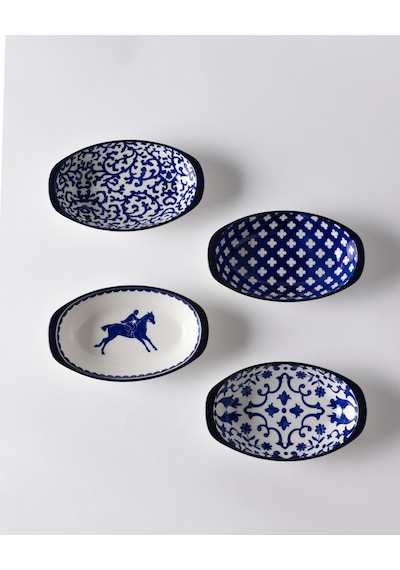 Reve Bleu Ellis Oval Tabak Seti - 22 Cm - Mavi/beyaz 8684427358665 Çok Renkli
