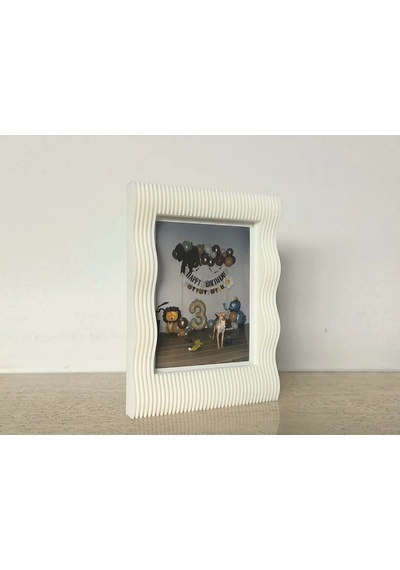 Buradabulabilirsin 3d Baskı Dalgalı Çizgili Mini Fotoğraf Çerçevesi Masaüstü Ve Buzdolabı Magnetli Çerçeve Beyaz Bbz
