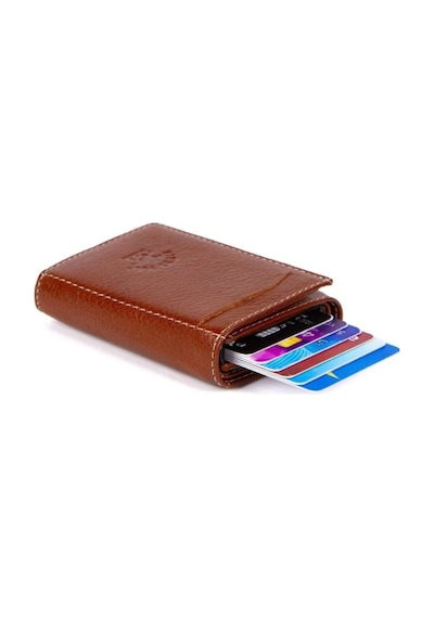 Newish Polo Mekanizmalı Rfid Özellikli Cüzdan Kredi Kartlık - Hakiki Deri Taba