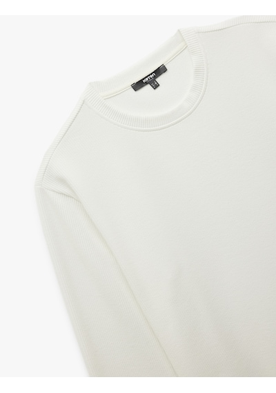 Koton Uzun Kollu Bisiklet Yaka Basic Sweatshirt Beyaz 7wam70011mk
