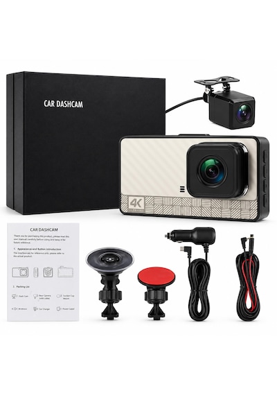 Onezero 1153 4k Uhd Ultra Gece Görüşlü Wi-fi Araç Kamera Seti Ön 4k + Arka 1080p Kamera, 3" Ips Ekran, Adas & Bsd Sürüş Asistanı