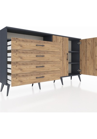 Arges Konsol 3 Raflı 4 Çekmeceli 2 Kapaklı 176x30x99 Antrasit-çam Atlas Çam/atlas Çam - Antrasıt Arges Konsol 3 Raflı 4 Çekmeceli 2 Kapaklı 176x30x99 Antrasit-çam Atlas Çam/atlas Çam - Antrasıt