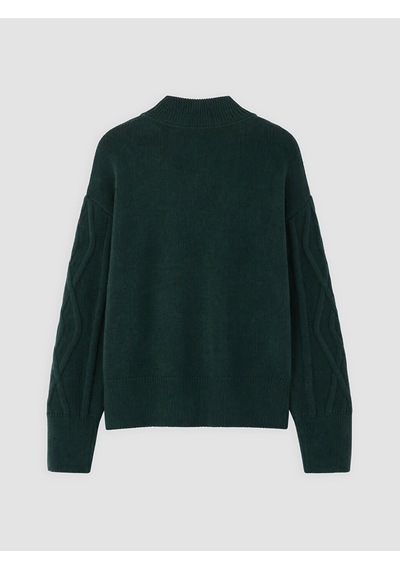 Lcw Everyday Yeşil Baklava Desenli Oversize Kadın Triko Kazak