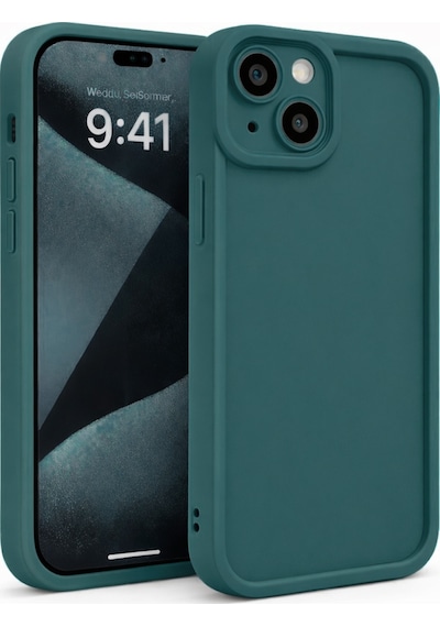 Apple Uyumlu iPhone 13 Kamera Çıkıntılı Mat Silikon Telefon Kılıfı Yeşil