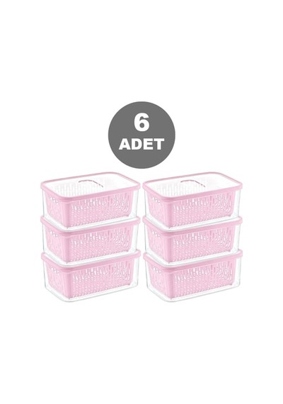 Lı Süzgeçli Fresh Saklama Kabı Seti 1.6 Lt Plastik Saklama Set 6 Adet Diğer