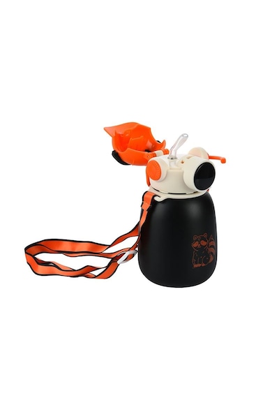Sevimli Tasarım Gamer Termos Matara 500 Ml 16.9 Oz Ve Omuz Askılı Siyah