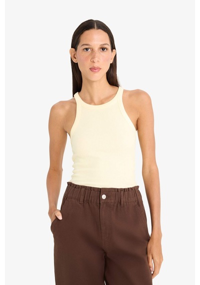 Defacto Slim Fit Dar Kesim Halter Yaka Fitilli Kaşkorse Atlet E2176ax25spyl450 SARI