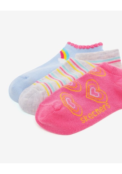 Skechers 2'li Paket Funny Feet Bilekli Çorap Büyük Kız Çocuk Pembe-mavi-gri Sk2520122-3474