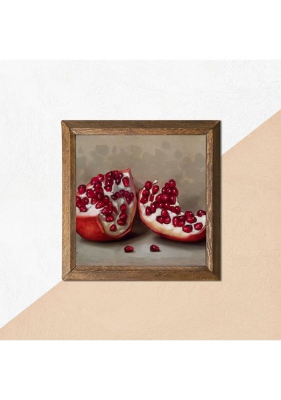 Pinecone Nar Taş Duvar Tablosu - Ahşap Çerçeveli Taş Tablo - 25x25 Cm - Dekoratif Duvar Sanatı - Modern Ev Ve Ofis Duvar Dekoru W1-04