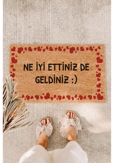 Kırmızı Kapli Ne Iyi Ettiniz De Geldiniz Koko Kapı Önü Paspası Tek Renk