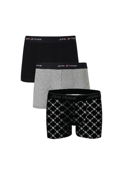 John Frank Logolu Pamuklu 3'lü Paket Boxer Erkek Boxer Jfbs3 Lacivert-gri-sbeyaz