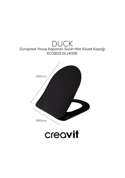 Creavit Terra Asma Klozet Tp325.sm Mat Siyah + Duck Yavaş Kapanan Kapak Mat Siyah 2'li Set Siyah