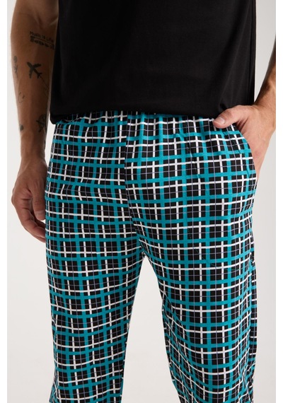 Akbeniz Erkek Düğmeli Yaka Siyah Kısa Kol Pijama Takımı