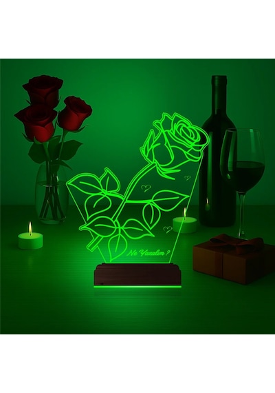 Luvivia Sevgiliye Hediye Gül Kişiye Özel 3d Lamba - Masa Gece Lambası V1