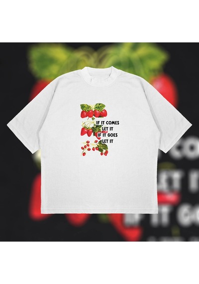 Tarzsokak If It Comes Let It Oversize Unisex Pamuklu Nefes Alan Kalın Kumaşlı Beyaz