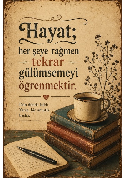 Retro Edebi Sözlü Mdf Duvar Tablosu Vintage Dekoratif Motivasyon Panosu 16