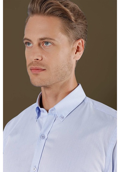 Efor Gk 706 Slim Fit Mavi Klasik Gömlek Mavi