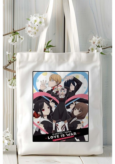 Art Hediye Kaguya-sama: Love İs War Baskılı Bez Omuz Çantası Kişiye Özel Model 1 Çok Renkli