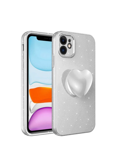 Apple iPhone Uyumlu 11 Kılıf Simli Soketli Kamera Korumalı Silikon Üstün Koruma Pazarplus Pembe Koyu