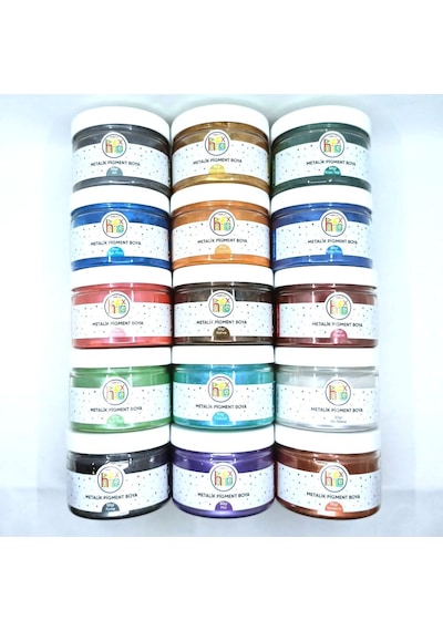 Epoksi Reçine Metalik Sedefli Pigment Toz Boya Seti 15 Renk 750 G