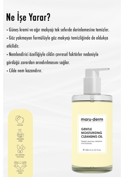 Maruderm Gentle Moisturizing Yağ Bazlı Yüz ve Vücut Temizleme Yağı 200 ML