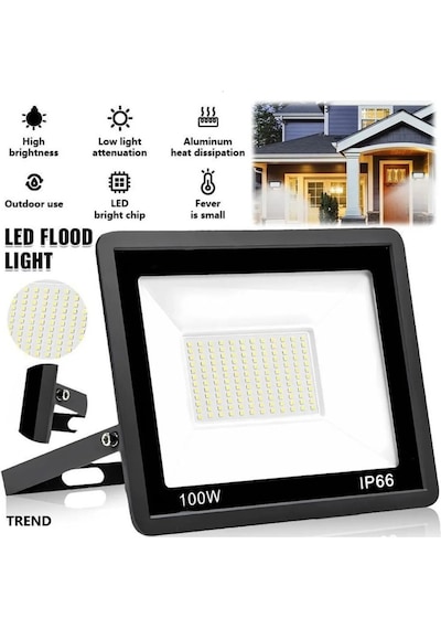 220 Volt-100 W 6500k Ip66 150 Işık Açısı Siyah Slim Kasa Beyaz Led Projektör Ürün %100 Yerli Türk Malı 100