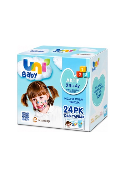 Uni Baby Islak Havlu Mendil 52 Yaprak Aktif 6pk 4 1248 Yaprak 24'lü Set