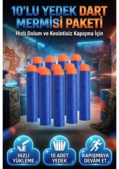 Kartela 10'lu Dart Mermisi 1703 Yedek Oyuncak Tabanca Mermisi - Dart Oku