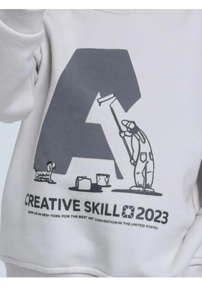 Jack Lions Erkek Bebek İnce Şardonlu Creative Yazılı Sweatshirt-14249 Gri