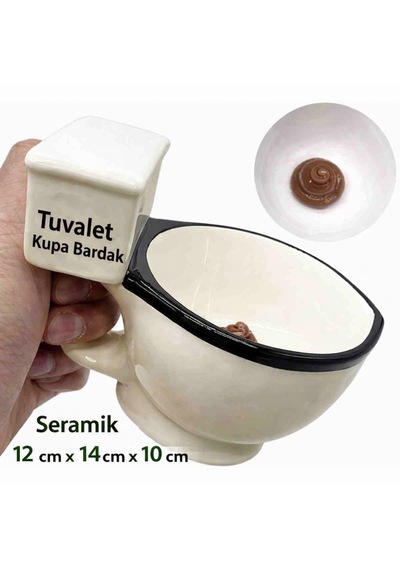 Tuvalet Tasarımlı Komik Kupa Bardak Seramik Eğlenceli Kahve Çay Kupası Hediye Kupa Beyaz